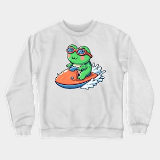 cute frog Jetskiing Crewneck Sweatshirt